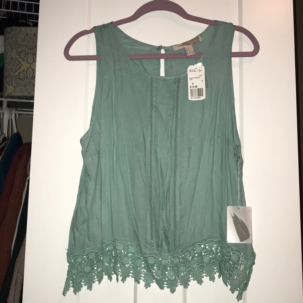 Teal Lace Tank Top